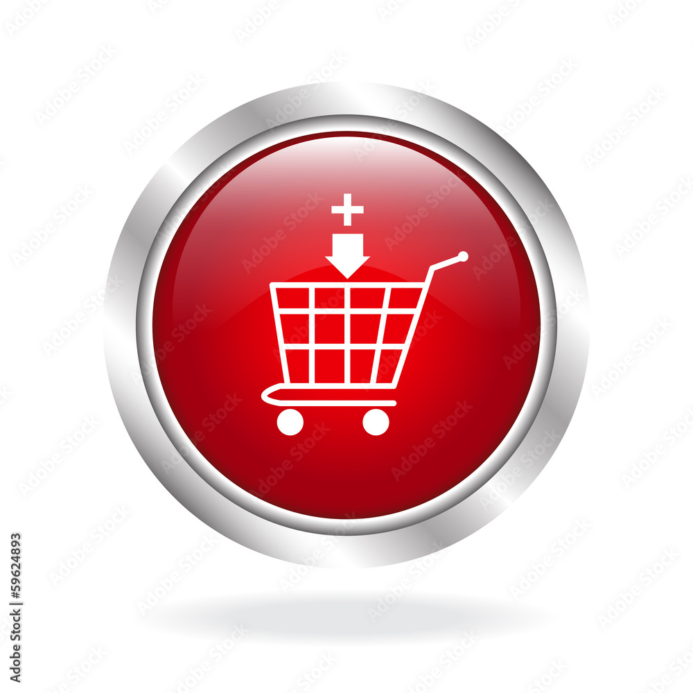 Shopping cart icon red button Shopping cart icon red button