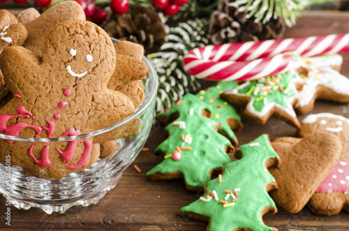 Gingerbread man Christmas coockies and decoration