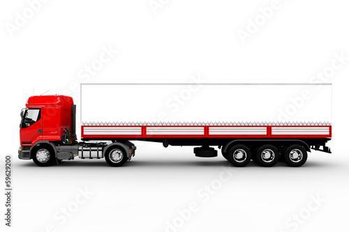 Red and white truck