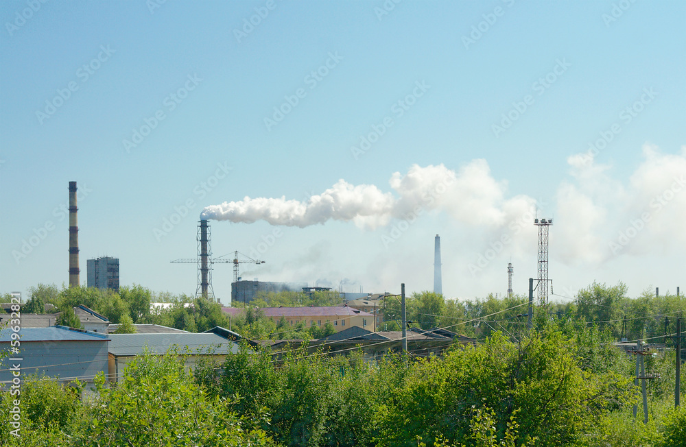 Fototapeta premium Segezha Pulp and Paper Millfrom the overpass