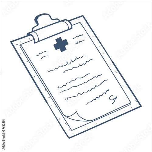 Prescription, case history card isolated on white.