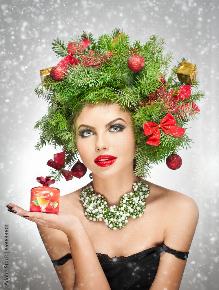 Beautiful creative Xmas makeup and hair style indoor shoot. Beautiful creative Xmas makeup and hair style indoor shoot.