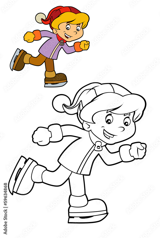 Fototapeta premium Cartoon child - activity - illustration for the children
