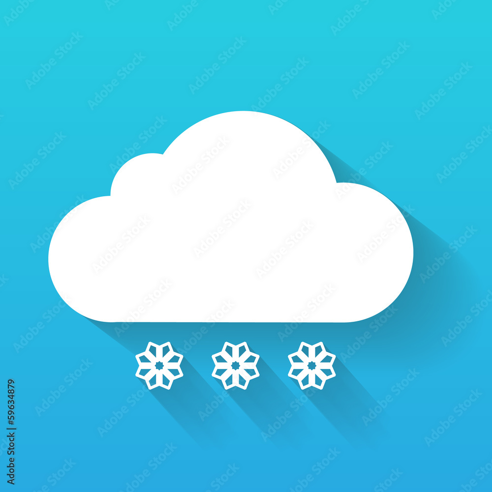 Day cloud and snow flakes isolated on blue Day cloud and snow flakes isolated on blue
