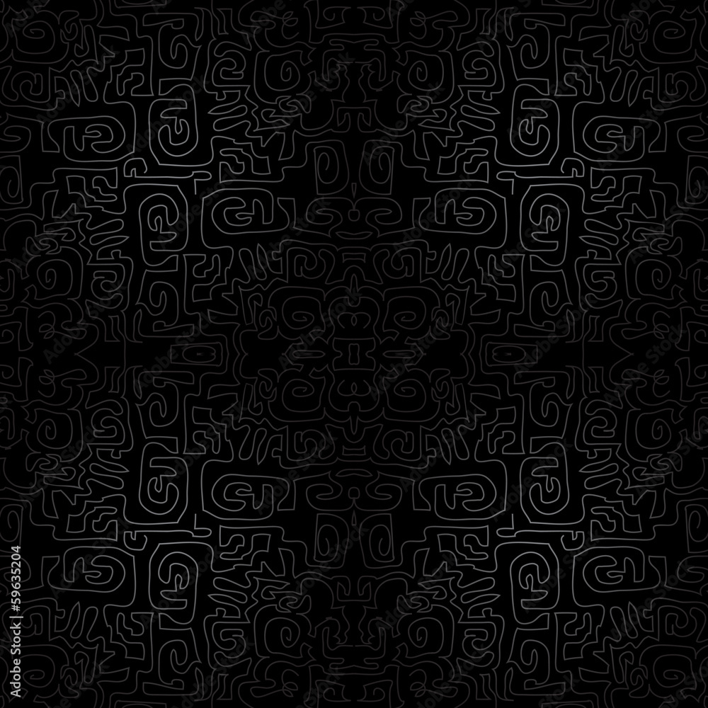 Vector black seamless ornament background - wallpaper, labyrinth