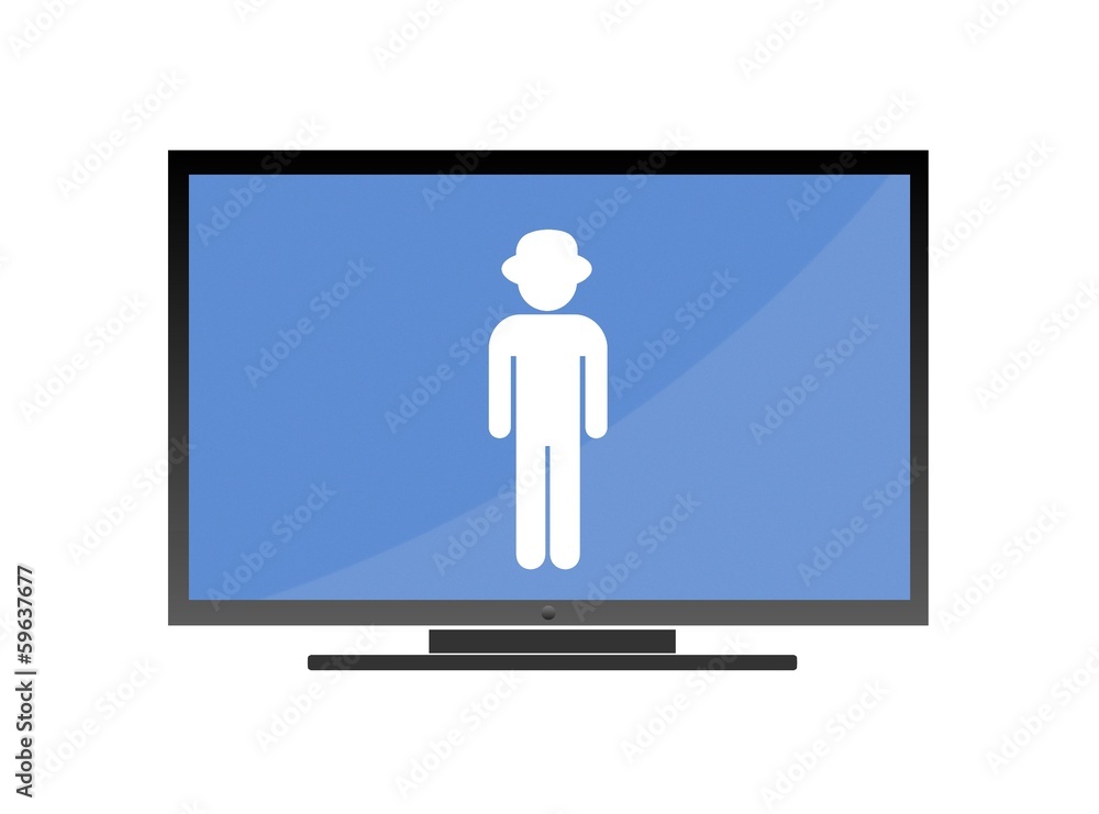 Homme avec un chapeau rond dans un écran de télévision Homme avec un chapeau rond dans un écran de télévision