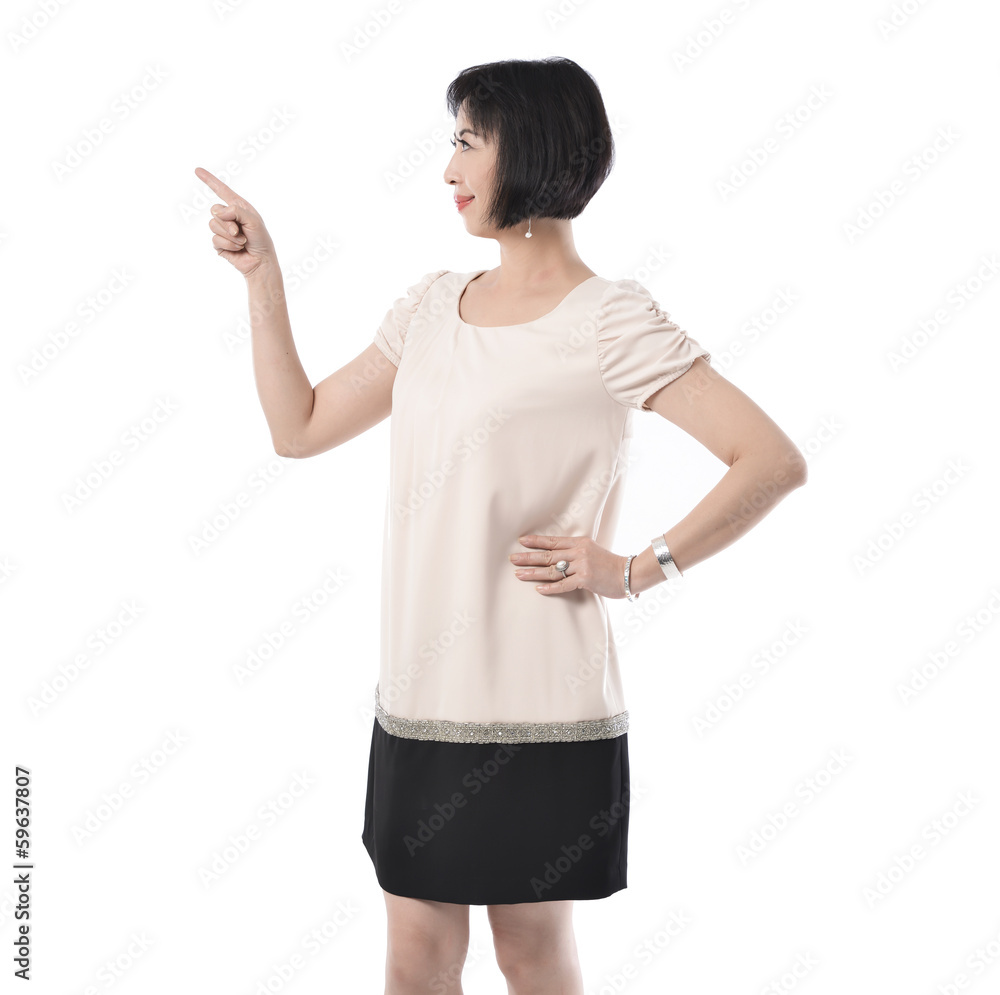 Smiling middle aged woman posing on white background Smiling middle aged woman posing on white background