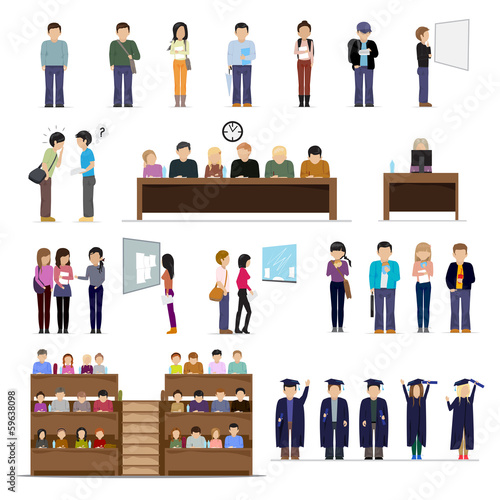 Students At The University In Different Situations