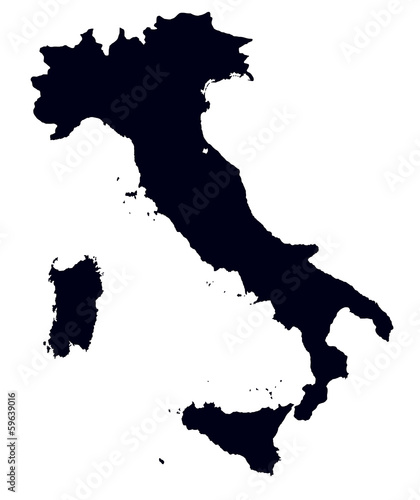 black and white map of Italy