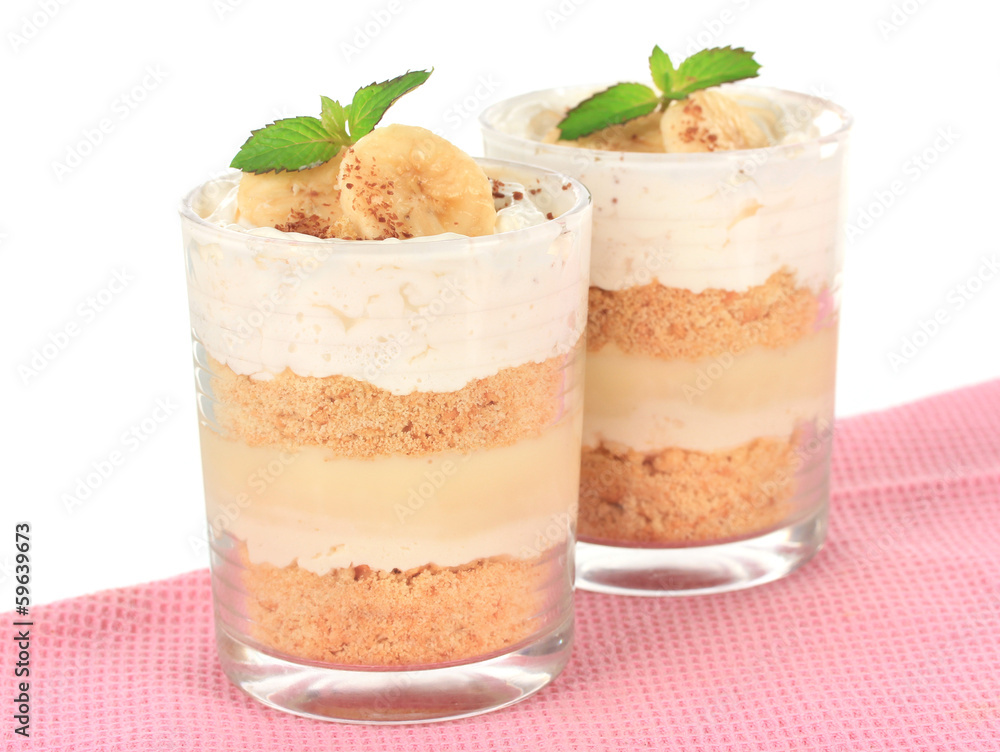 Delicious dessert with banana and caramel Delicious dessert with banana and caramel