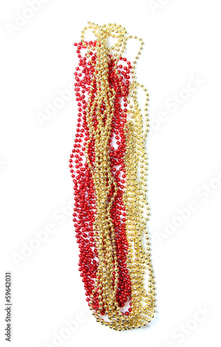 Letter i of red and gold beads