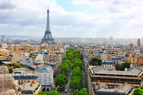 View of Paris from the Arc de Triomphe.  .Paris. France. photo