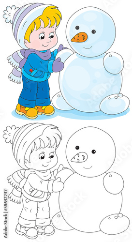 Child makes a snowman