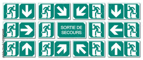 Panneaux Sortie de secours.