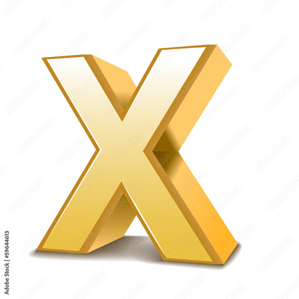 3d golden letter X 3d golden letter X