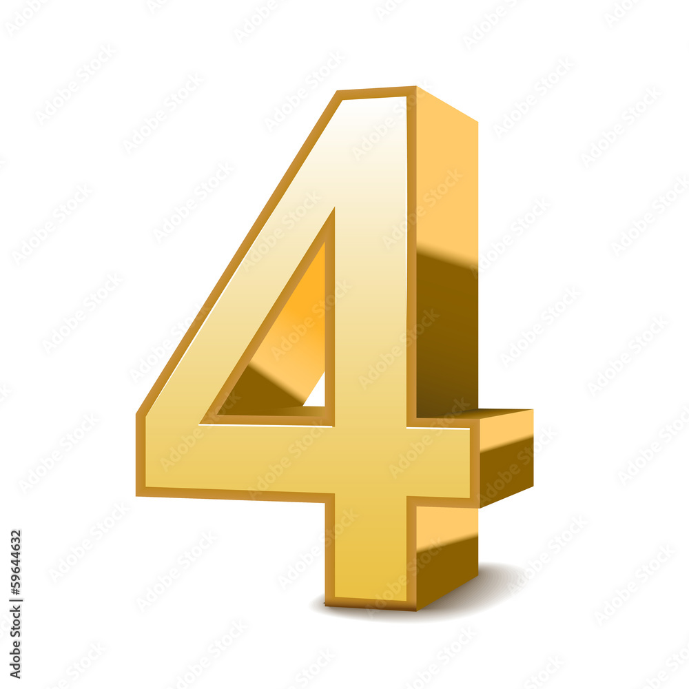 Fototapeta premium 3d shiny golden number 4