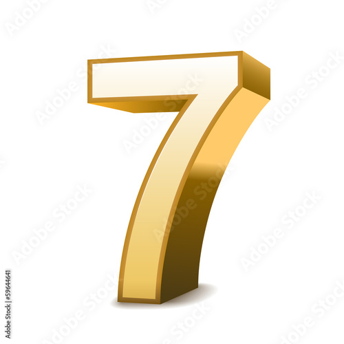 3d shiny golden number 7