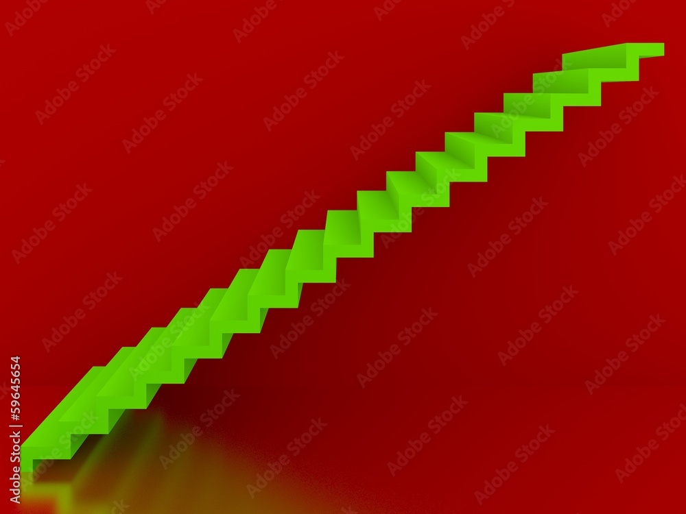 Obraz premium green stairs in red background interior,3d