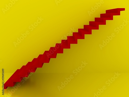 red stairs in yellow background interior 3d