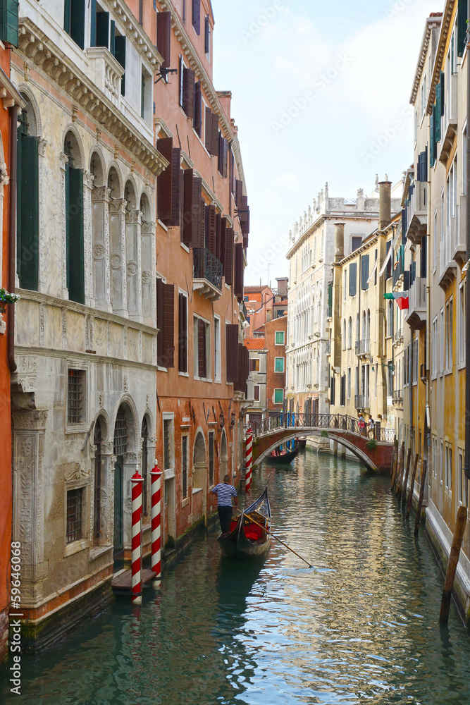 gondola on the narrow canals of Venice, Italy, Europe