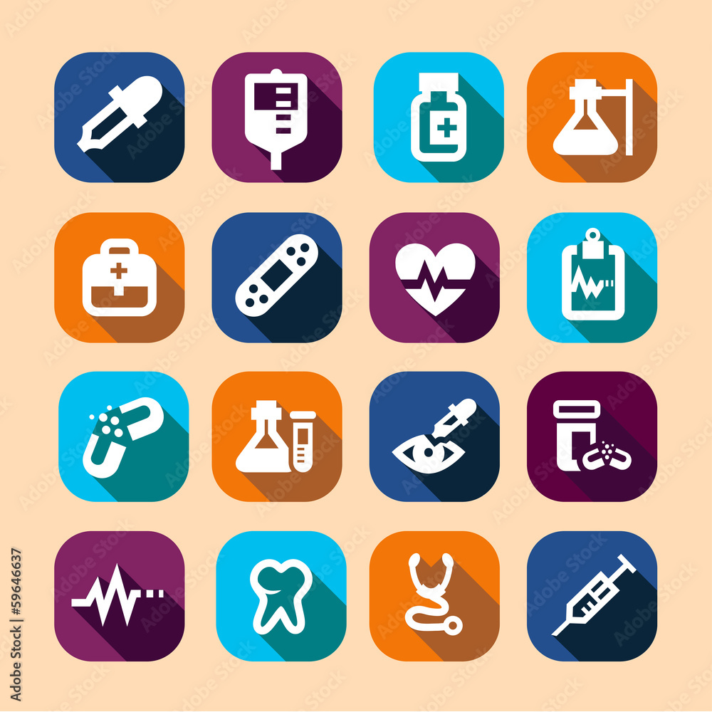 medical long shadow icons medical long shadow icons