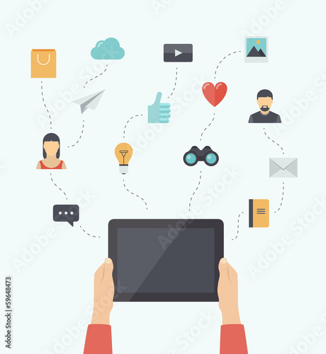 Modern mobile communication technology flat illustration
