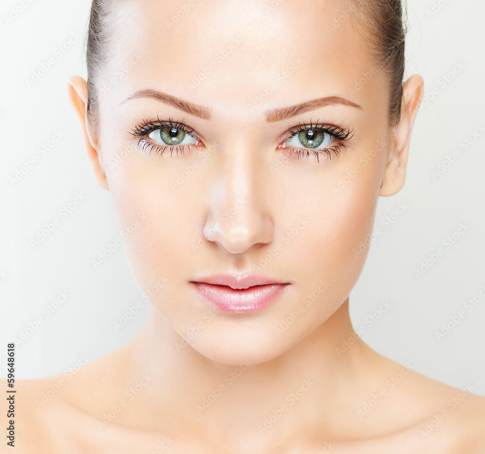 closeup portrait of a beautiful woman with beauty face and clean closeup portrait of a beautiful woman with beauty face and clean