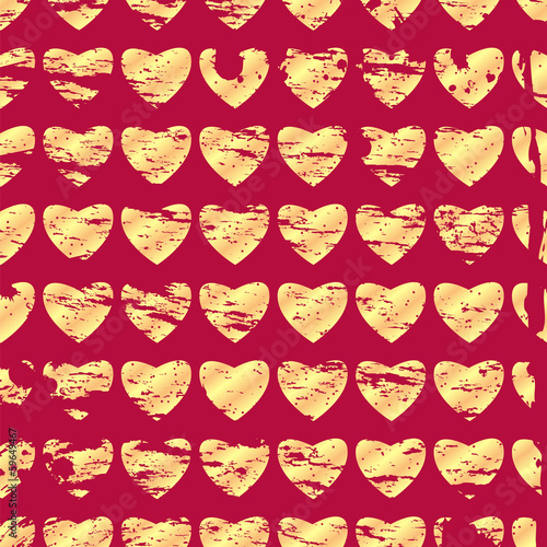 pattern of gold hearts on a red background.background for Valen