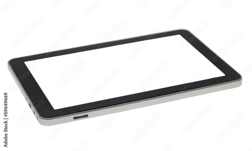 Closeup of tablet with blank screen for template isolated Closeup of tablet with blank screen for template isolated