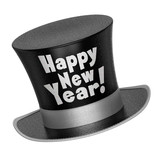 3D render of a black Happy New Year top hat
