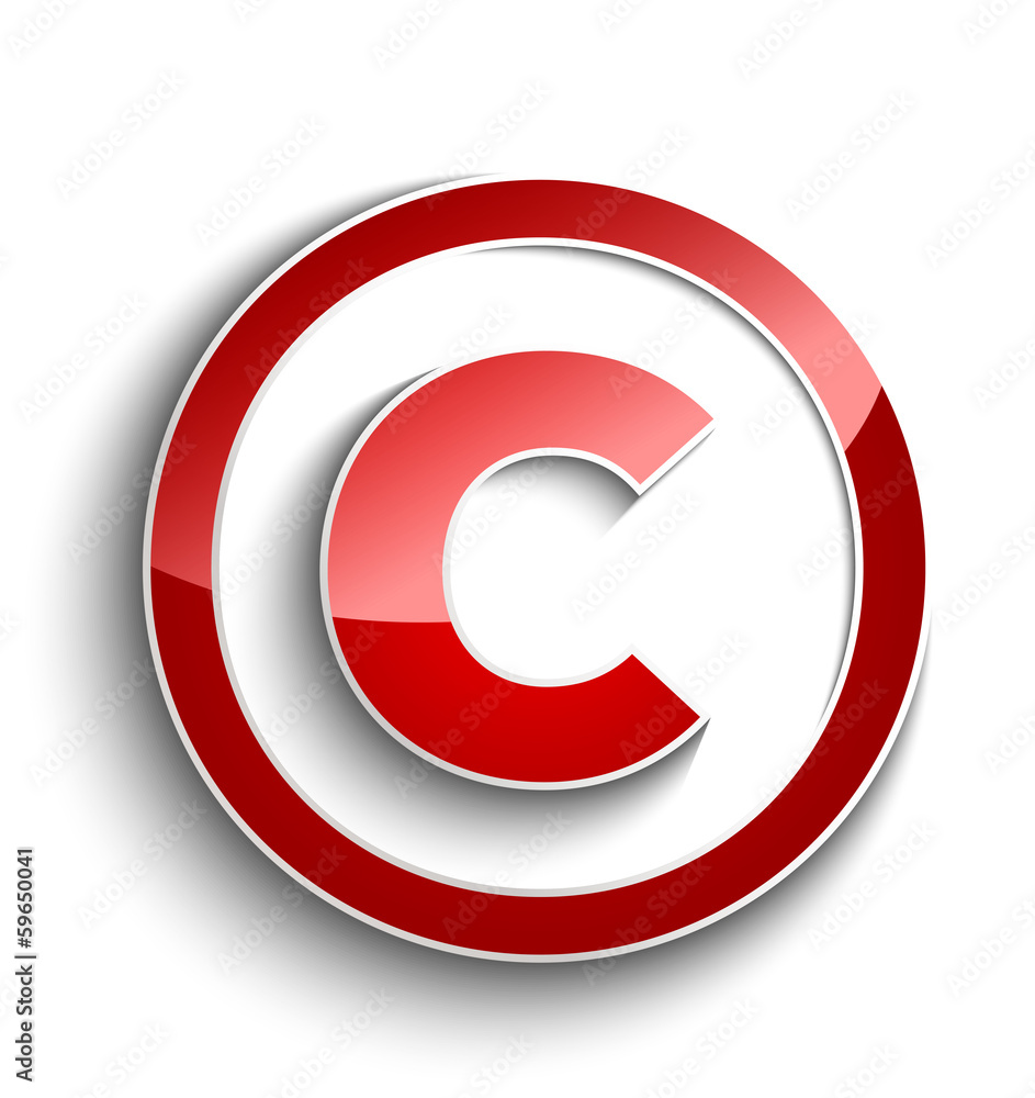 Copyright symbol with shadow effect isolated on white background Copyright symbol with shadow effect isolated on white background