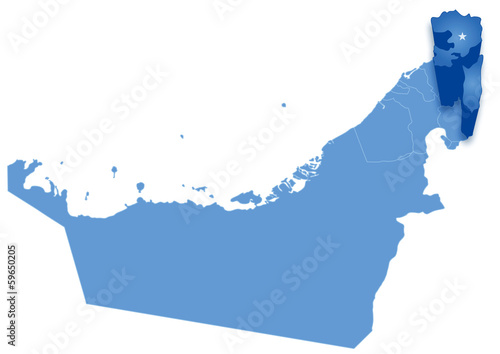 Map of United Arab Emirates where Fujairah is pulled out