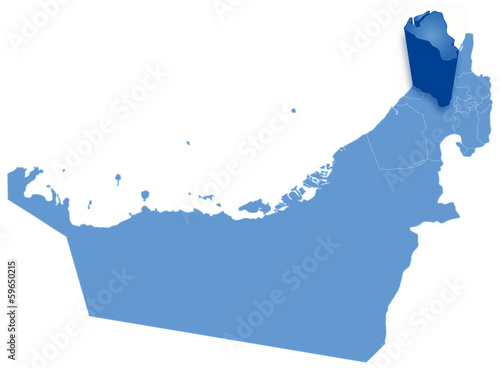 Map of United Arab Emirates where Umm al -Quwain is pulled out