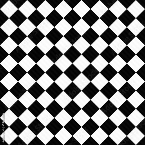 Black and White Diagonal Checkers on Textured Fabric Background