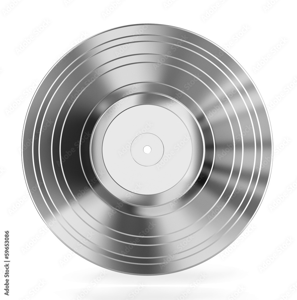 Silver vinyl record isolated on white background Stock