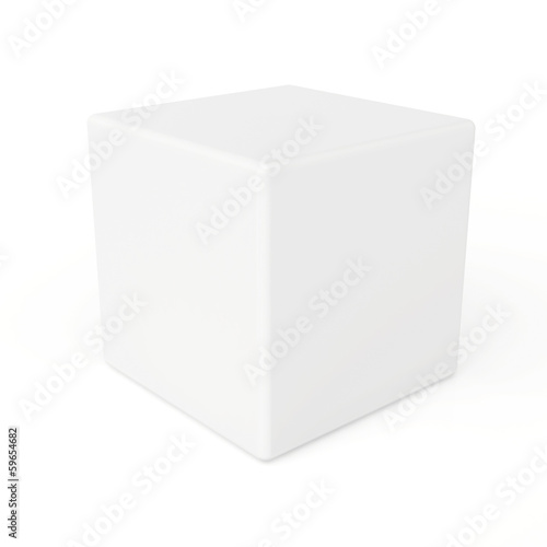 white 3d cube isolated on white background