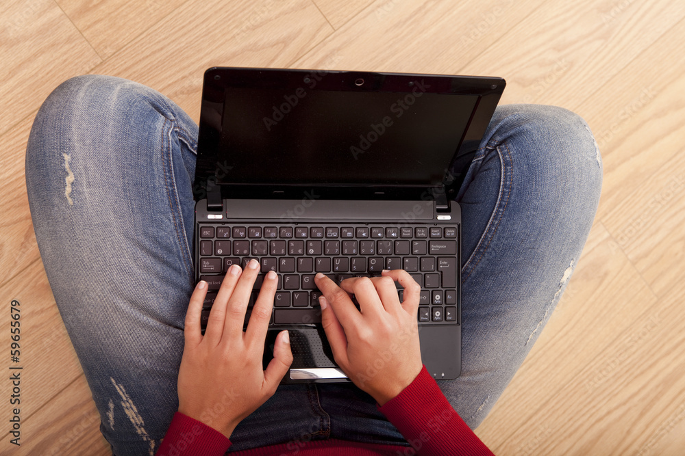 Fototapeta premium Woman working with a laptop