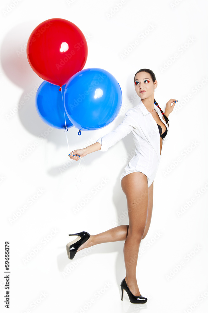 Fashion woman with ballons Fashion woman with ballons