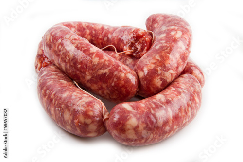 Obraz na plátně a fresh sausage isolated on white background