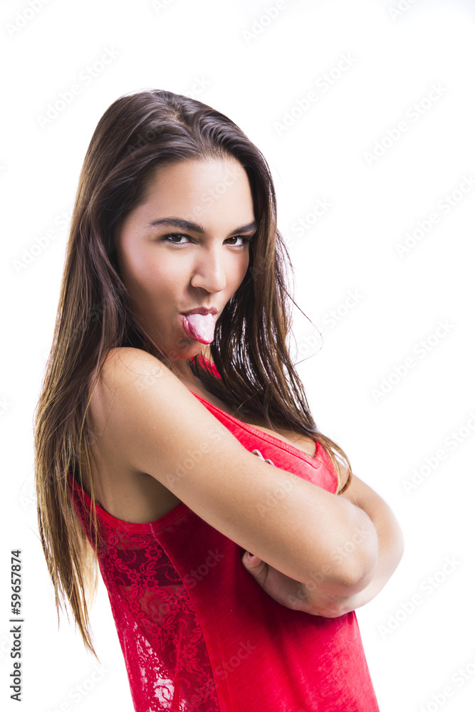 Girl with tongue off Girl with tongue off