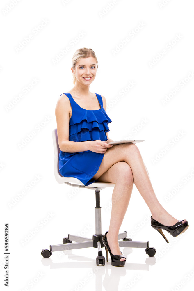 Woman working with a tablet