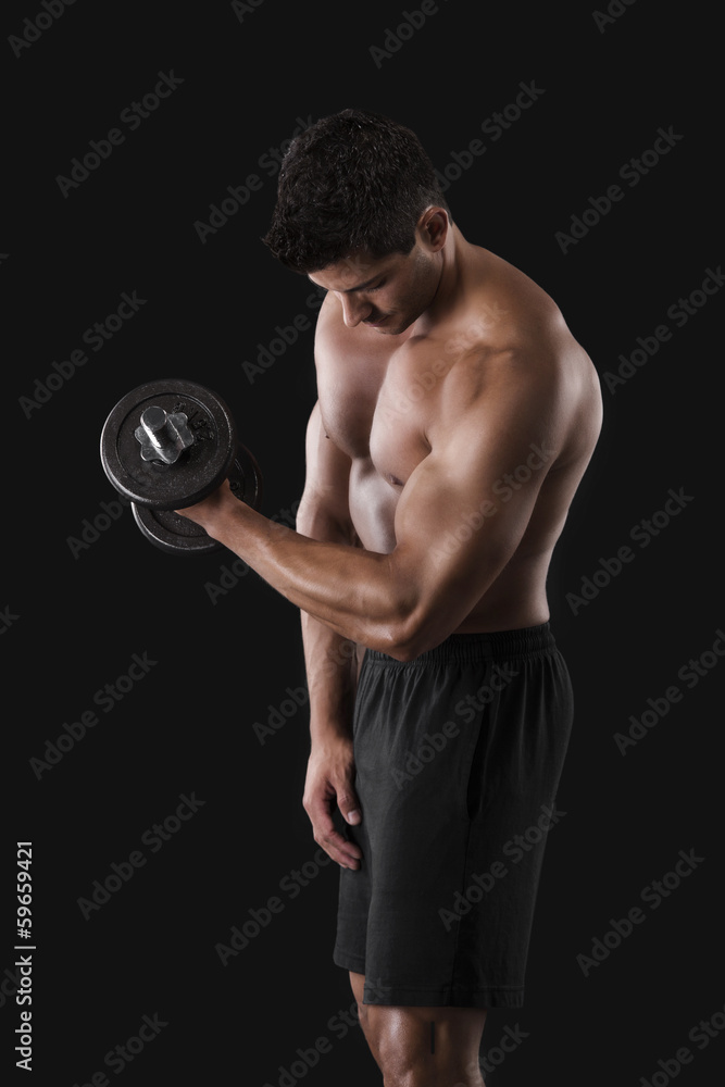 Muscular man lifting weights Muscular man lifting weights