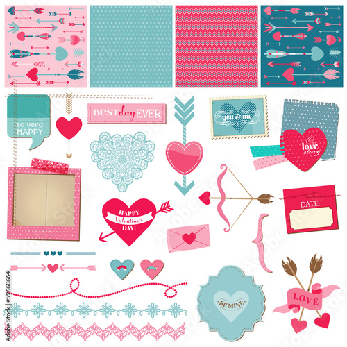 Scrapbook Design Elements - Love, Heart and Valentines