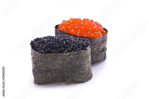 Two Gunkan Maki isolated on white