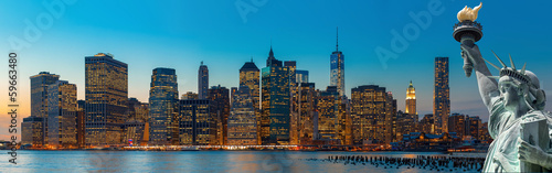 Evening New York City skyline panorama