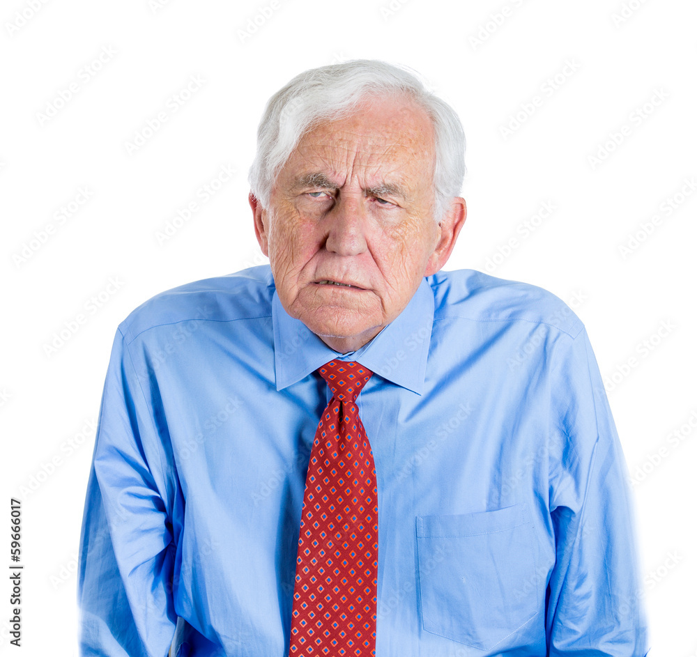 Old man, senior executive having hearing problems Old man, senior executive having hearing problems