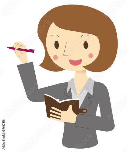 手帳を持つ女性