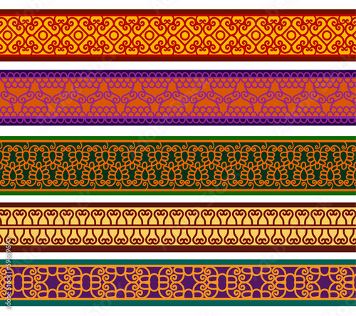 Henna Banner/ Border, Henna inspired Colourful Border - very elaborate and easily editable