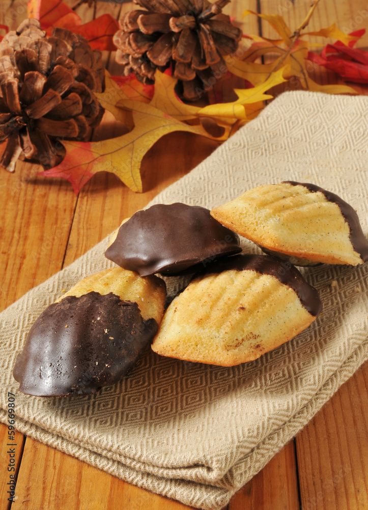 Chocolate dipped Madeleines Chocolate dipped Madeleines