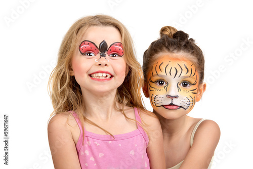 Face painting, tiger and ladybug